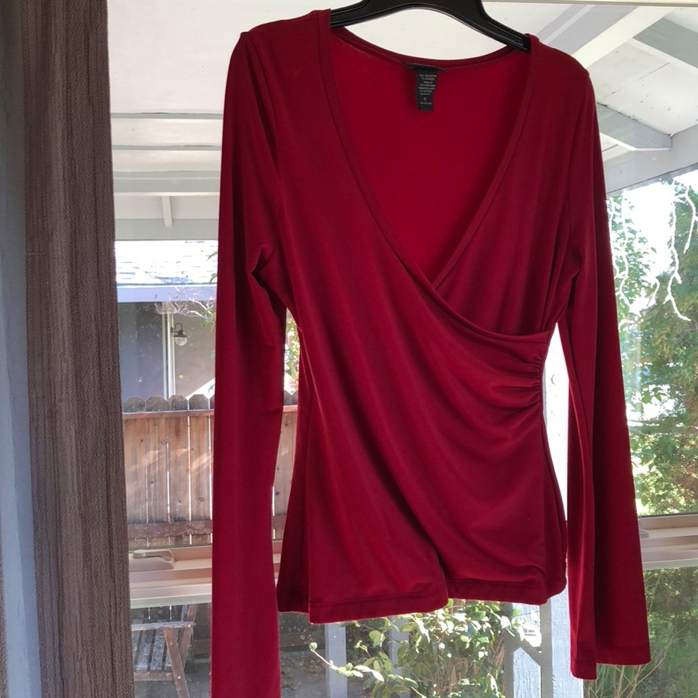 Express Very Sexy Deep Red Crossover Top